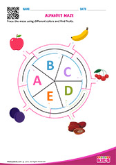 Alphabet Fruits Maze a to e